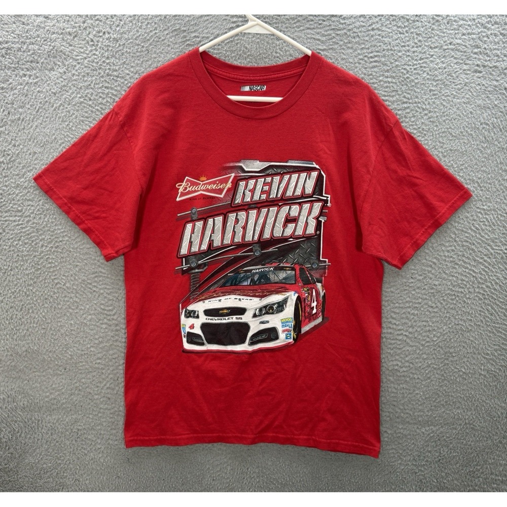 Nascar Shirt Adult Large Red Crewneck Tee Kevin Harvick Grunge Skater Mens Y2K
